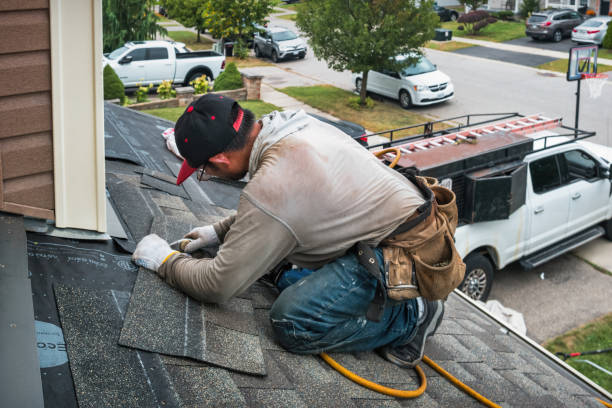 Professional Emergency Roof Repair technician working in Pine Brook, NJ